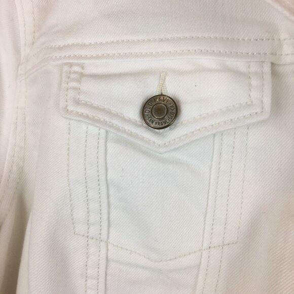 Old Navy White Cotton Denim Trucker Long Sleeve Jean Jacket L - Picture 9 of 11